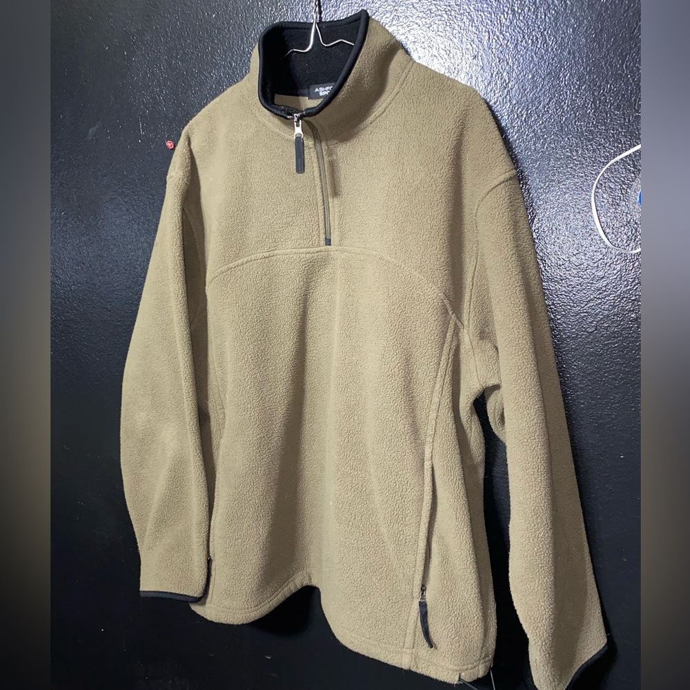 Ashford Sport, XL -tall, Fleece pullover. Olive, 1/4 zipper, 2 zip pockets 